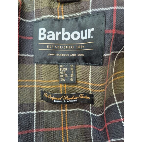 Barbour Women's Olive Beadnell Water Resistant Waxed Cotton Wax Jacket Size 8 US - Picture 5 of 5